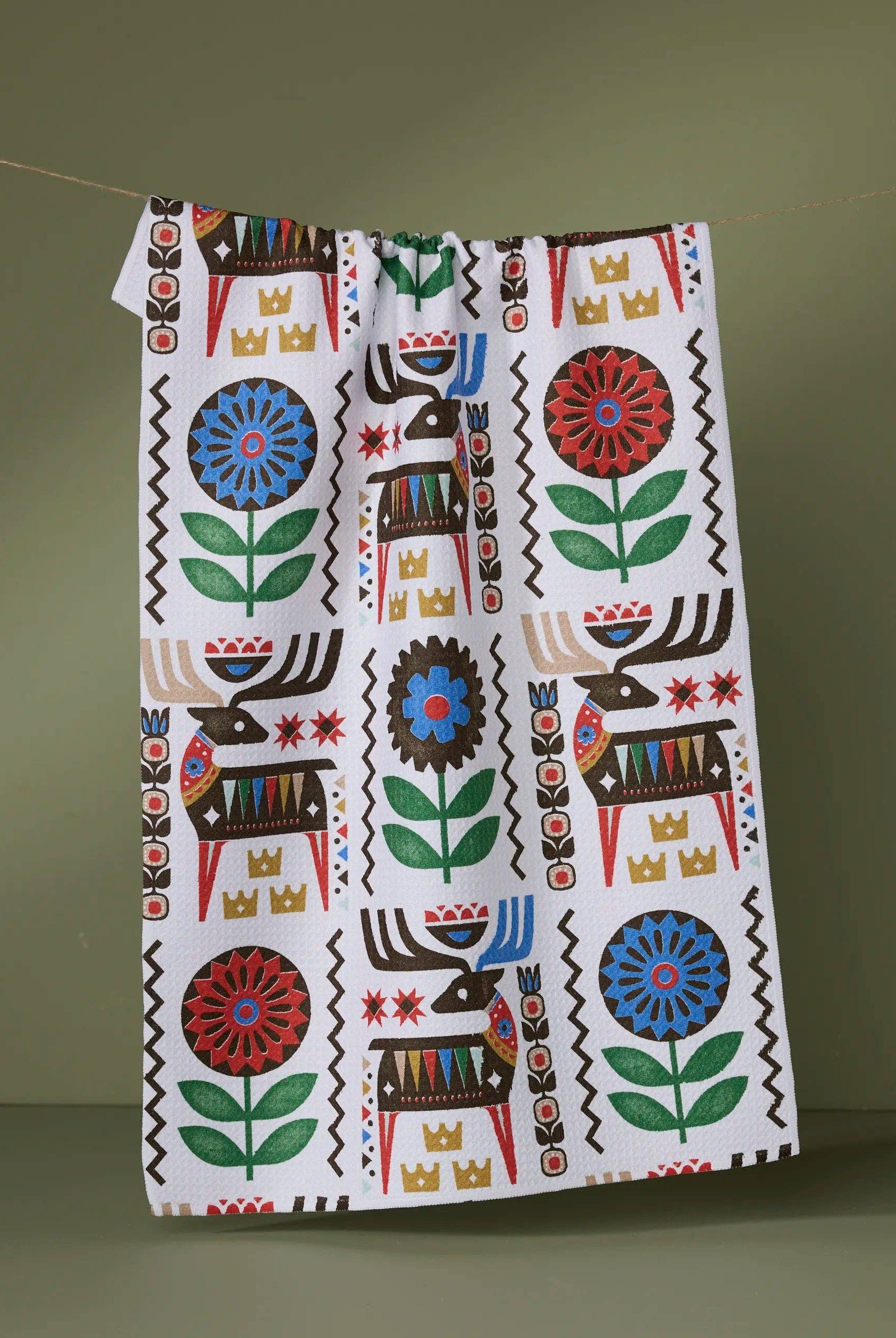 GEOMETRY: Folk Deer Tea Towel-11- Gift/Home-Geometry-Usher & Co - Women's Boutique Located in Atoka, OK and Durant, OK