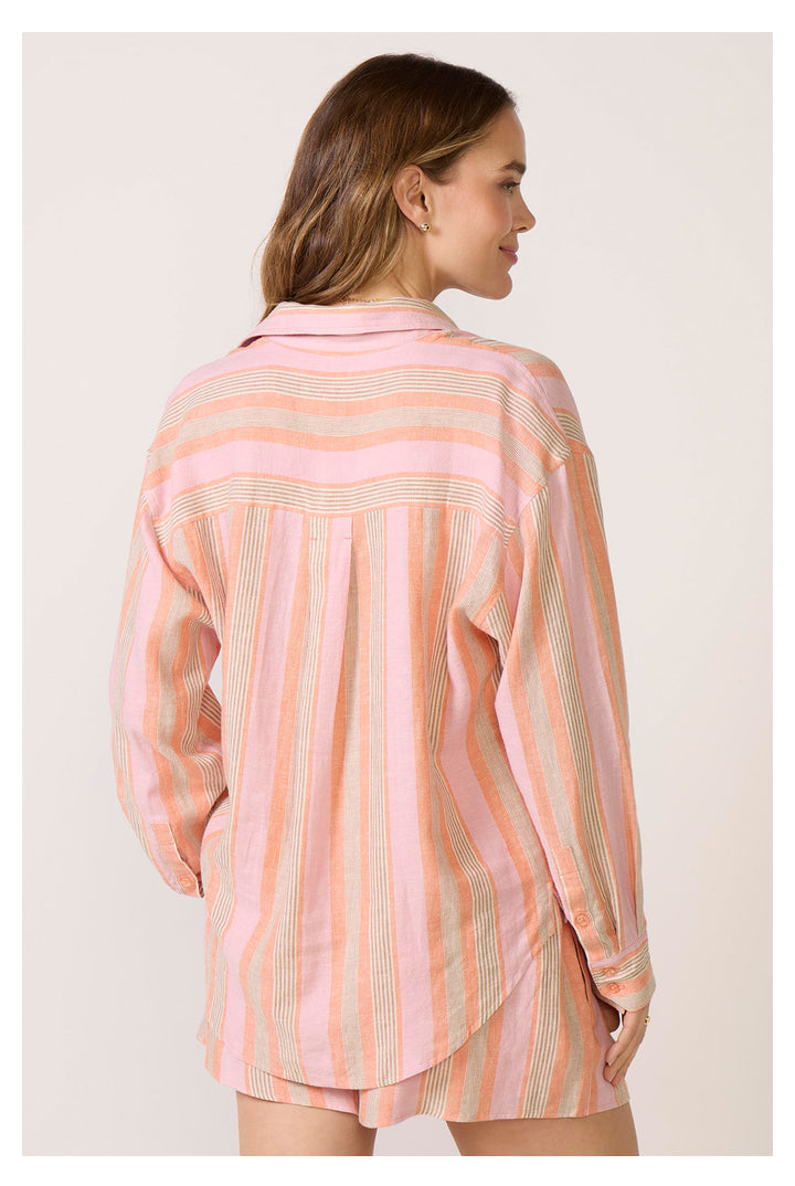 Z Supply: The Perfect Striped Button Up - Tiger Lily-1- Tops-Z Supply-Usher & Co - Women's Boutique Located in Atoka, OK and Durant, OK