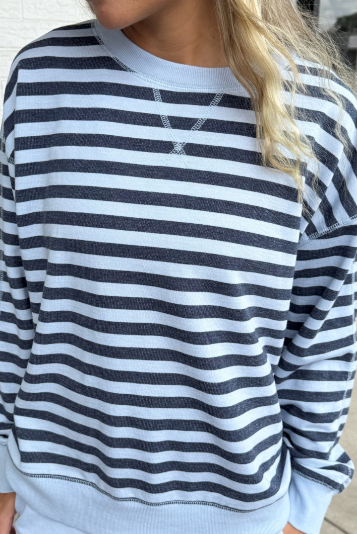 Z Supply: Everyday Striped Crew-Eclipse-1- Tops-Z Supply-Usher & Co - Women's Boutique Located in Atoka, OK and Durant, OK