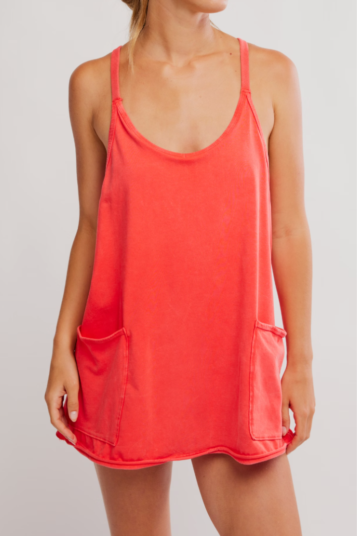 Free People Movement: Hot Shot Mini Dress-Grapefruit-6- Dress/Romp/Jump-Free People Movement-Usher & Co - Women's Boutique Located in Atoka, OK and Durant, OK