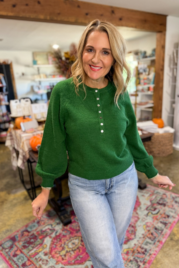 Green With Envy Sweater-1- Tops-ENTRO-Usher & Co - Women's Boutique Located in Atoka, OK and Durant, OK