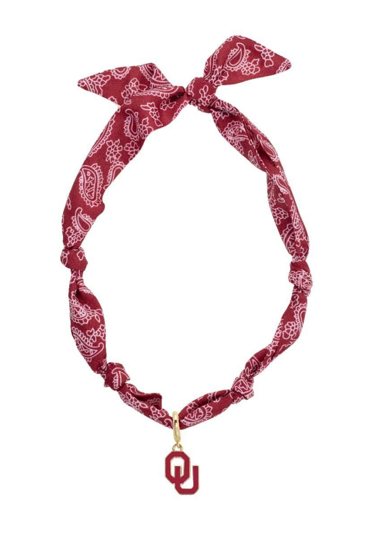 Oklahoma Sooners Logo Bandana Scarf Necklace-7- Jewelry-Canvas Style-Usher & Co - Women's Boutique Located in Atoka, OK and Durant, OK
