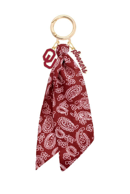 Oklahoma Sooners Logo Bandana Bag Charm-8- Accessory-Canvas Style-Usher & Co - Women's Boutique Located in Atoka, OK and Durant, OK