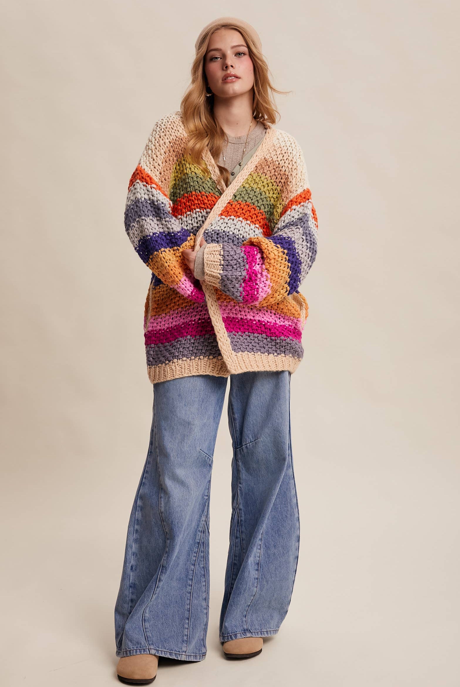 Rainbow Crochet Cardigan-2- Tops Over-Listicle-Usher & Co - Women's Boutique Located in Atoka, OK and Durant, OK