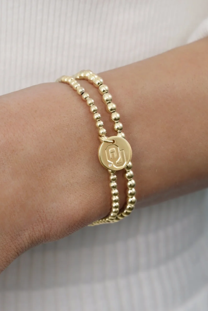 enewton: eCollegiate Classic Gold 3mm Bracelet - Oklahoma Disc-7- Jewelry-Enewton-Usher & Co - Women's Boutique Located in Atoka, OK and Durant, OK