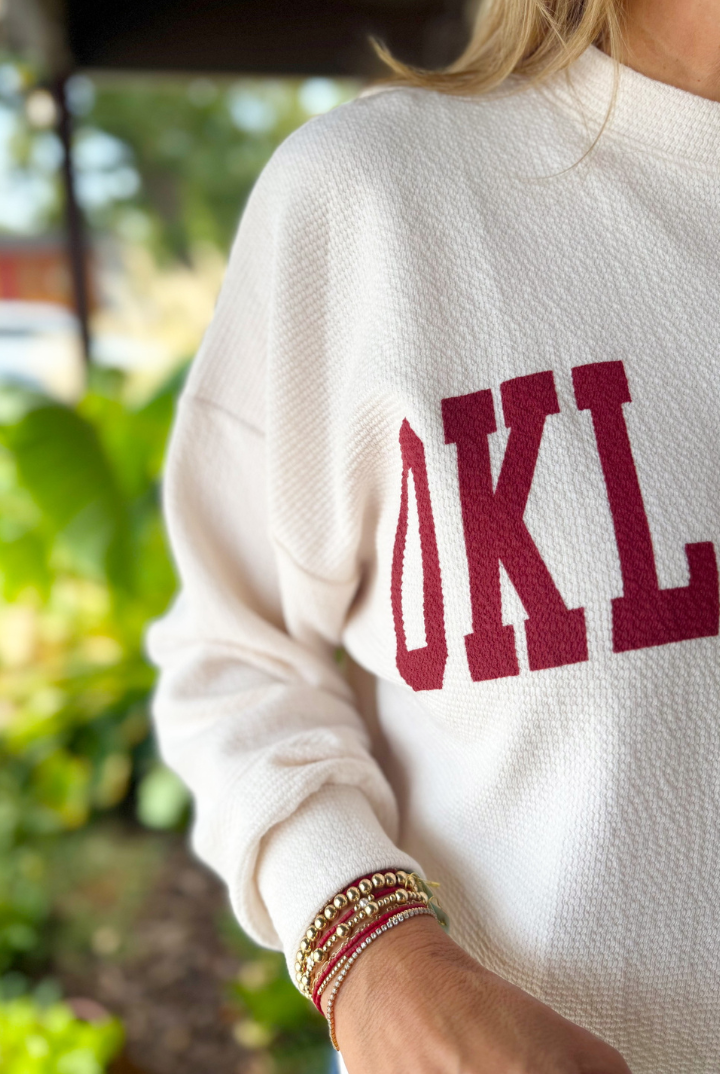 Oklahoma Crewneck Sweatshirt-1- Tops-Tres Bien, Inc-Usher & Co - Women's Boutique Located in Atoka, OK and Durant, OK