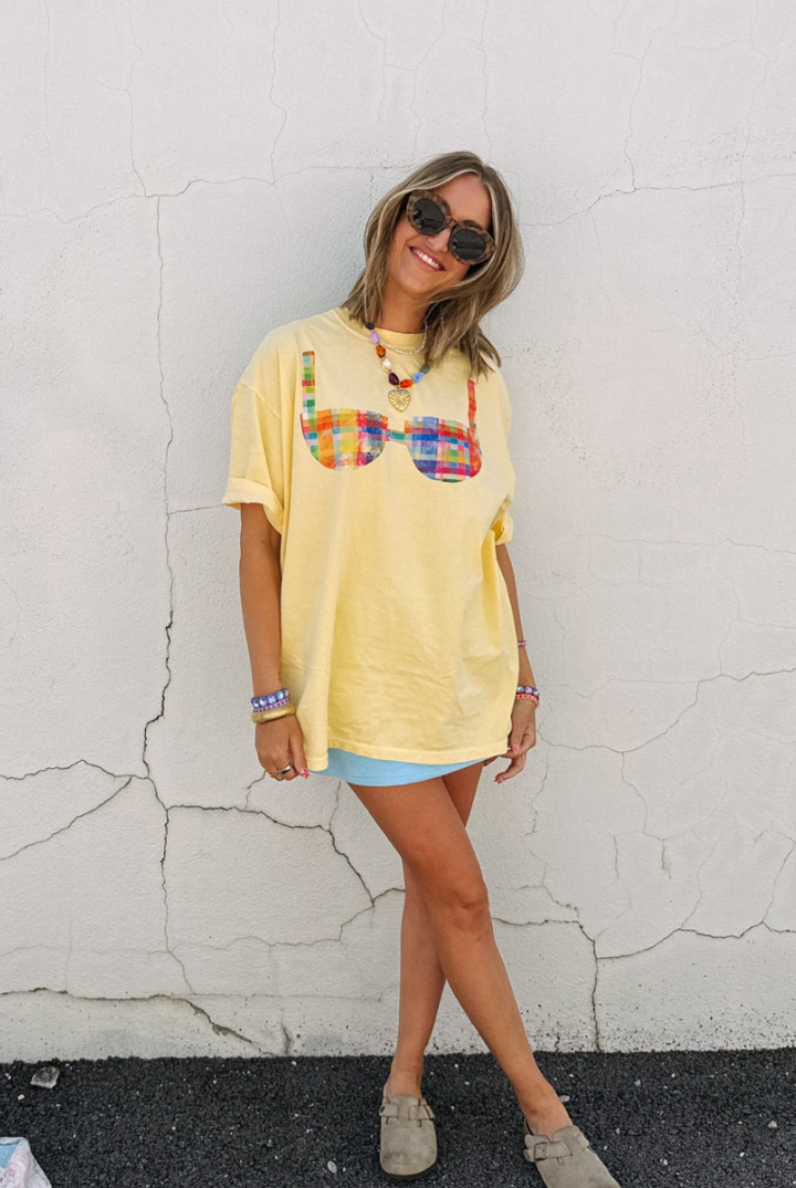 Bikini Tee-yellow/multi-1- Tops-Etta + East-Usher & Co - Women's Boutique Located in Atoka, OK and Durant, OK