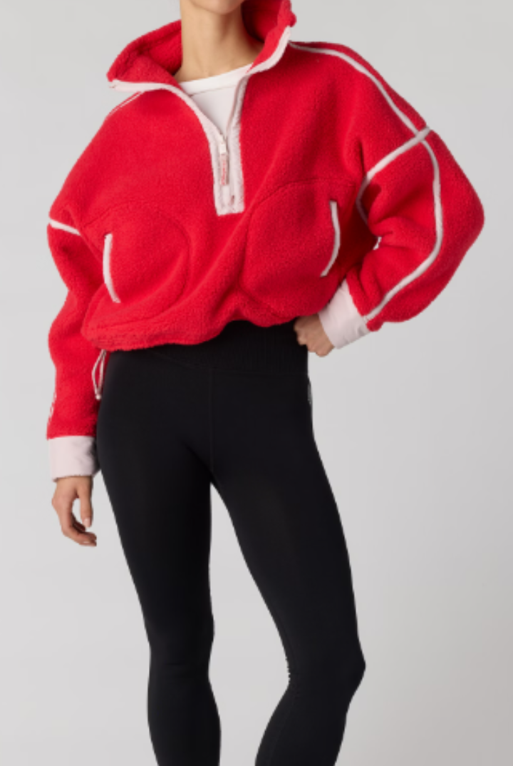 FP Movement: Mountain High 1/2 Zip-Candy Apple W/ Pearl-2- Tops Over-Free People Movement-Usher & Co - Women's Boutique Located in Atoka, OK and Durant, OK