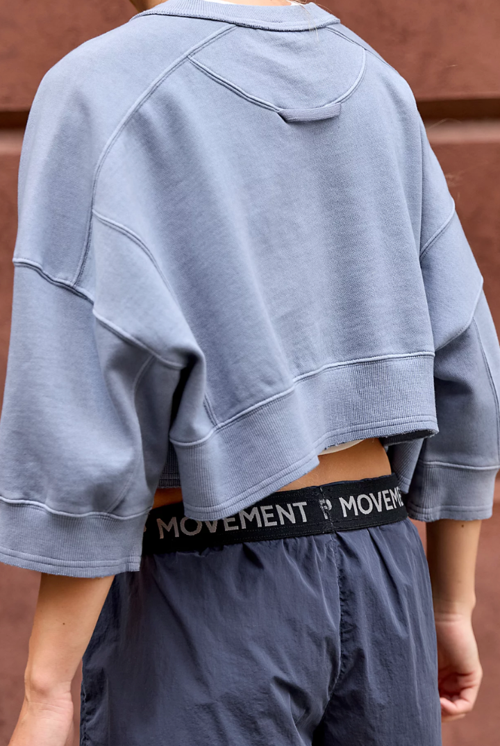 Free People Movement: Intercept Short Sleeve Pullover - Blue Ash-1- Tops-Free People Movement-Usher & Co - Women's Boutique Located in Atoka, OK and Durant, OK