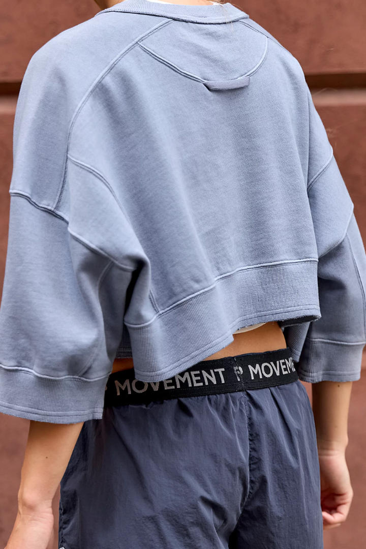 Free People Movement: Intercept Short Sleeve Pullover - Blue Ash-1- Tops-Free People Movement-Usher & Co - Women's Boutique Located in Atoka, OK and Durant, OK