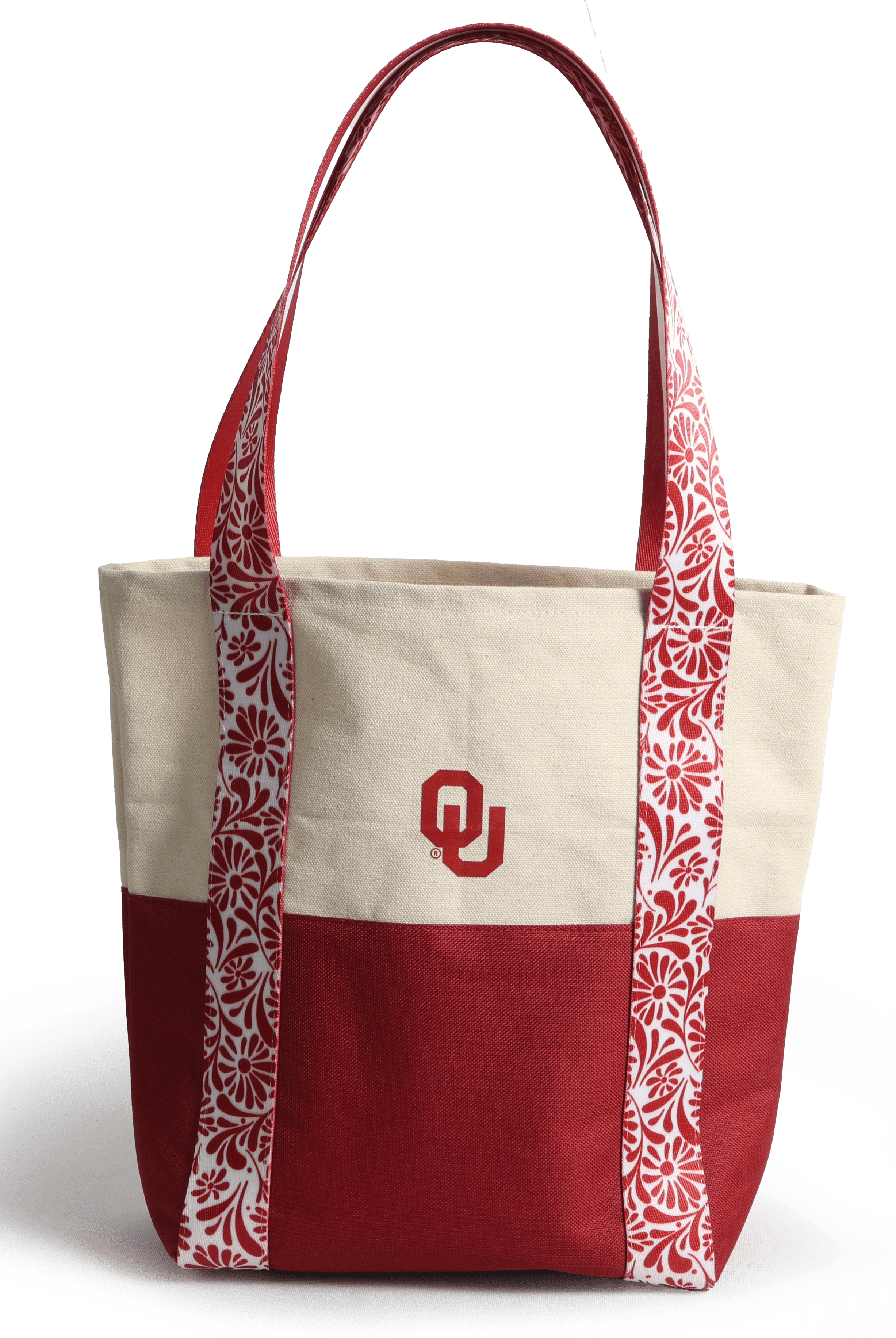 Canvas Mini Tote with Floral Straps – Oklahoma Sooners-10- Bags/Wallets-Desden-Usher & Co - Women's Boutique Located in Atoka, OK and Durant, OK