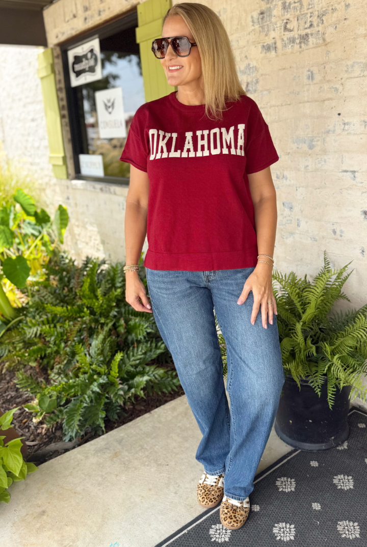 Oklahoma Game Day Sweater-1- Tops-Tea n Rose-Usher & Co - Women's Boutique Located in Atoka, OK and Durant, OK