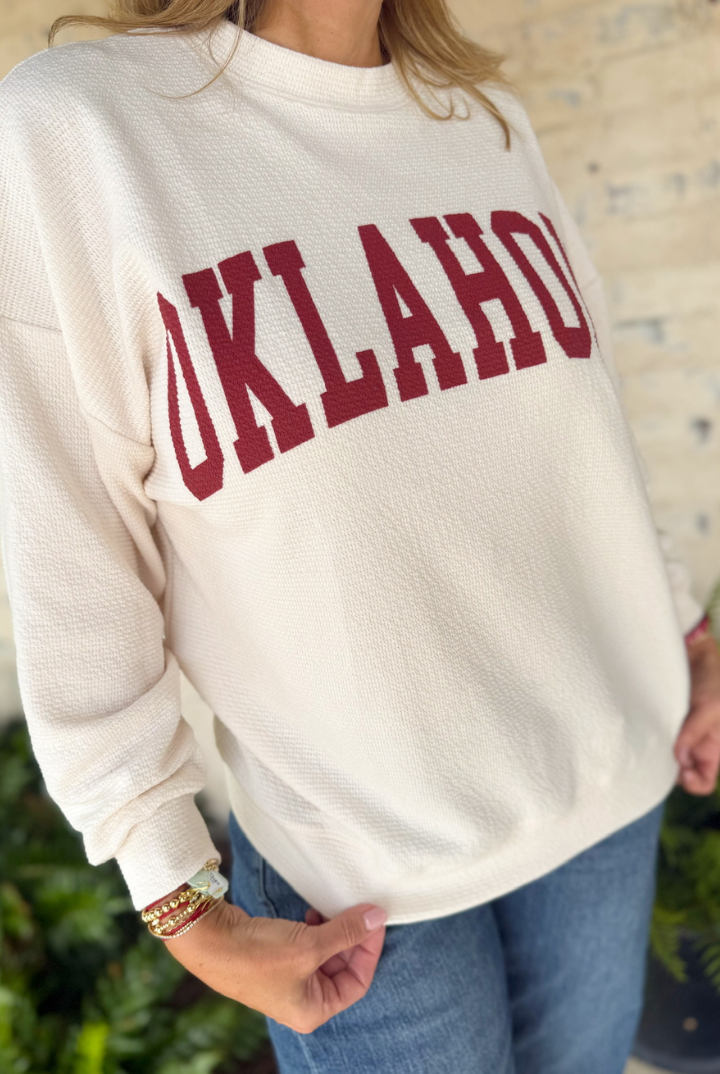 Oklahoma Crewneck Sweatshirt-1- Tops-Tres Bien, Inc-Usher & Co - Women's Boutique Located in Atoka, OK and Durant, OK