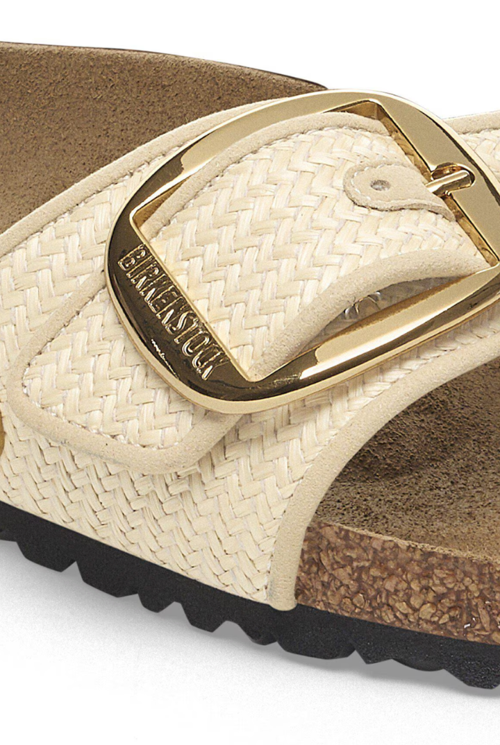 Birkenstock: Madrid Big Buckle-Textile Raffia Natural-9- Shoes-BIRKENSTOCK-Usher & Co - Women's Boutique Located in Atoka, OK and Durant, OK
