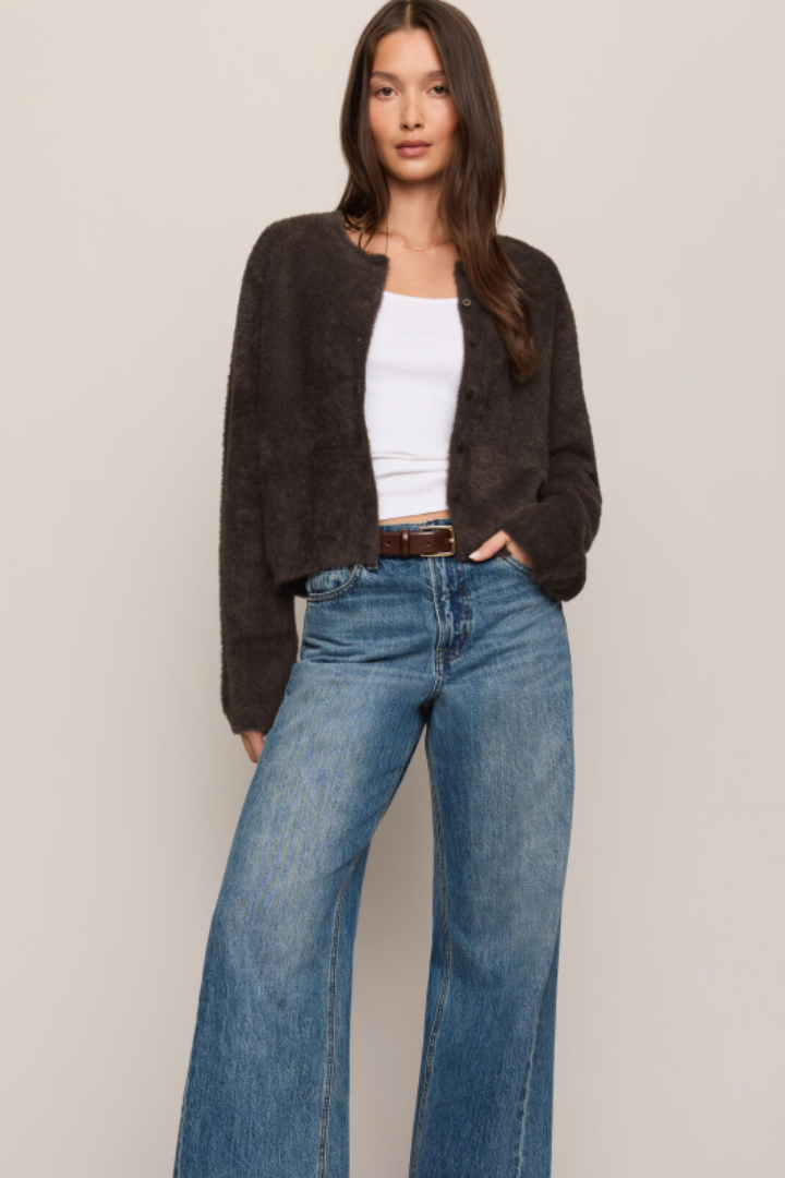 Z Supply: Winterglow Fluffy Cardigan-Cocoa-1- Tops-Z SUPPLY-Usher & Co - Women's Boutique Located in Atoka, OK and Durant, OK