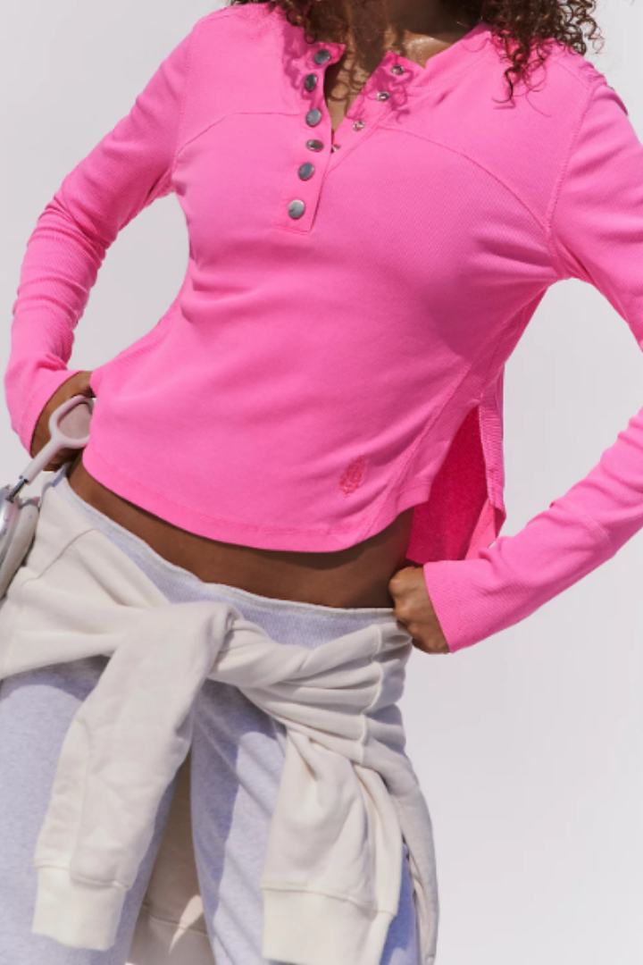 Free People: Cool Down Crew-Hot Pink-1- Tops-Free People Movement-Usher & Co - Women's Boutique Located in Atoka, OK and Durant, OK
