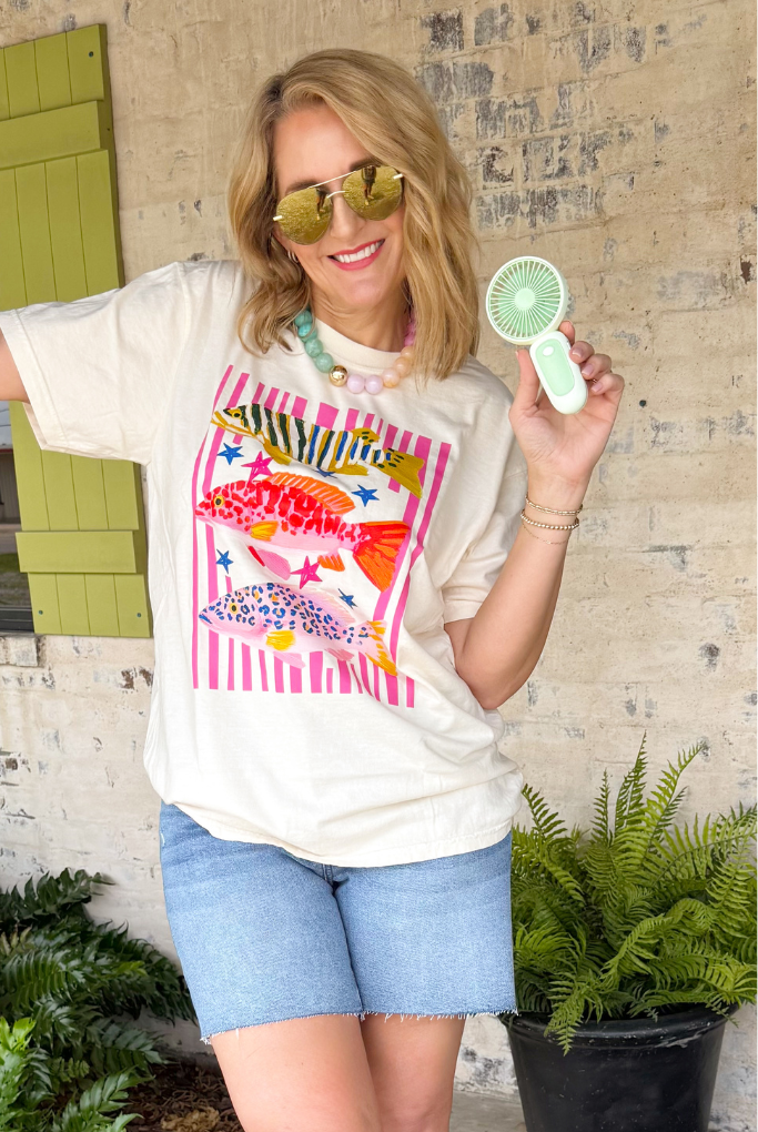 Colorful Fish Tee-1- Tops-Knox + Nell-Usher & Co - Women's Boutique Located in Atoka, OK and Durant, OK