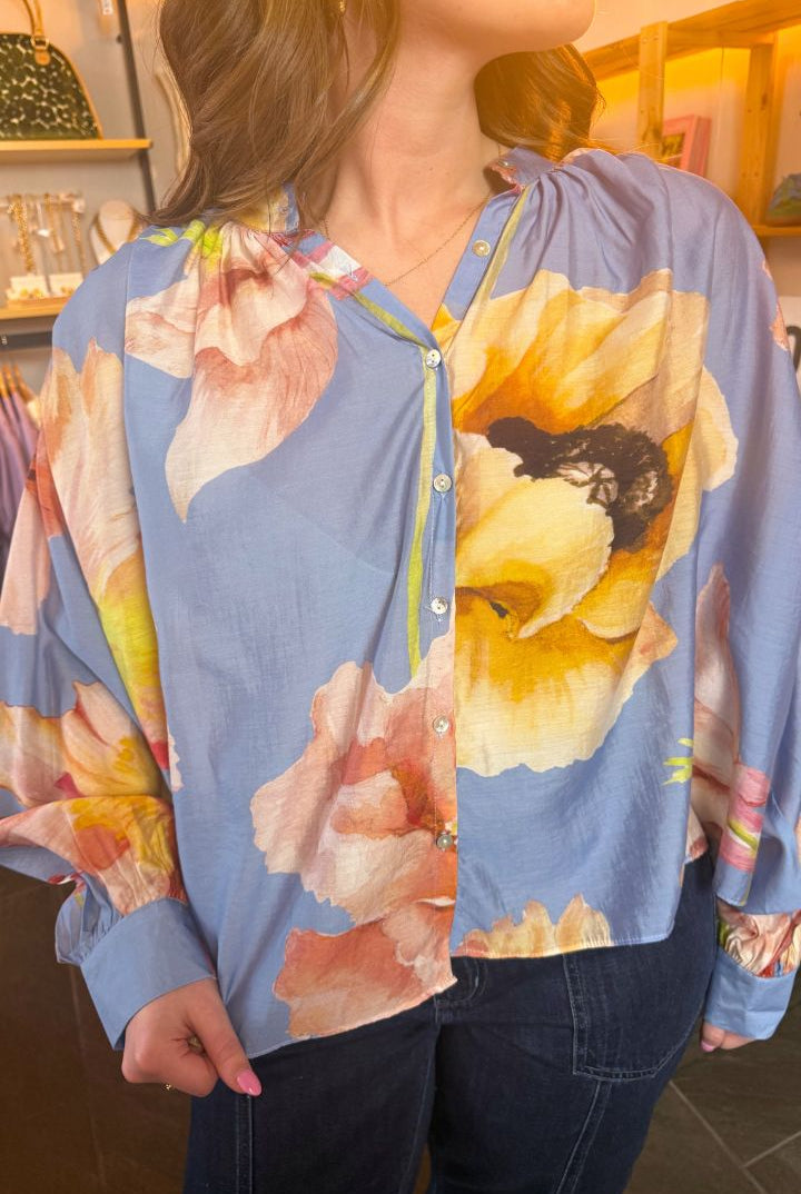 Uptown Blouse-Blue-1- Tops-Glam-Usher & Co - Women's Boutique Located in Atoka, OK and Durant, OK