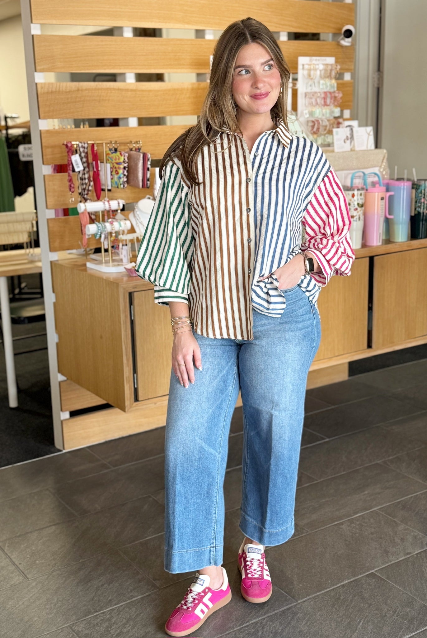 Dixie Button Down Top-1- Tops-ENTRO-Usher & Co - Women's Boutique Located in Atoka, OK and Durant, OK