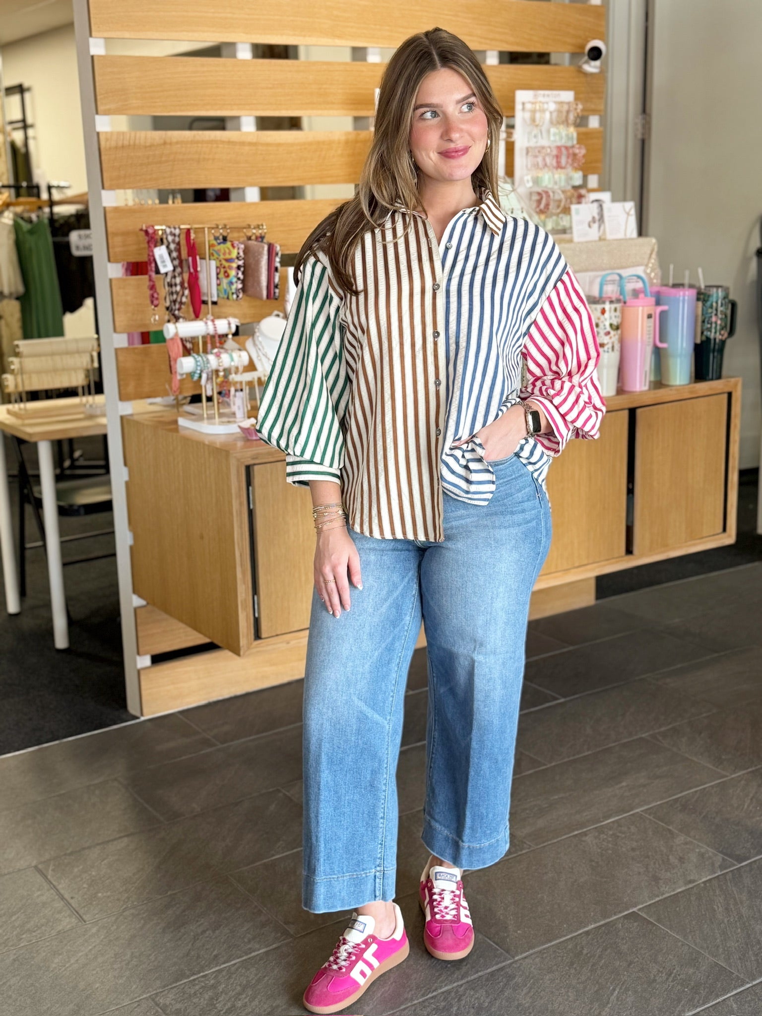 Dixie Button Down Top-1- Tops-ENTRO-Usher & Co - Women's Boutique Located in Atoka, OK and Durant, OK