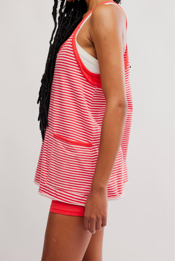 FP Movement: Hot Shot Mini Dress-Court Stripe Grapefruit-6- Dress/Romp/Jump-Free People Movement-Usher & Co - Women's Boutique Located in Atoka, OK and Durant, OK