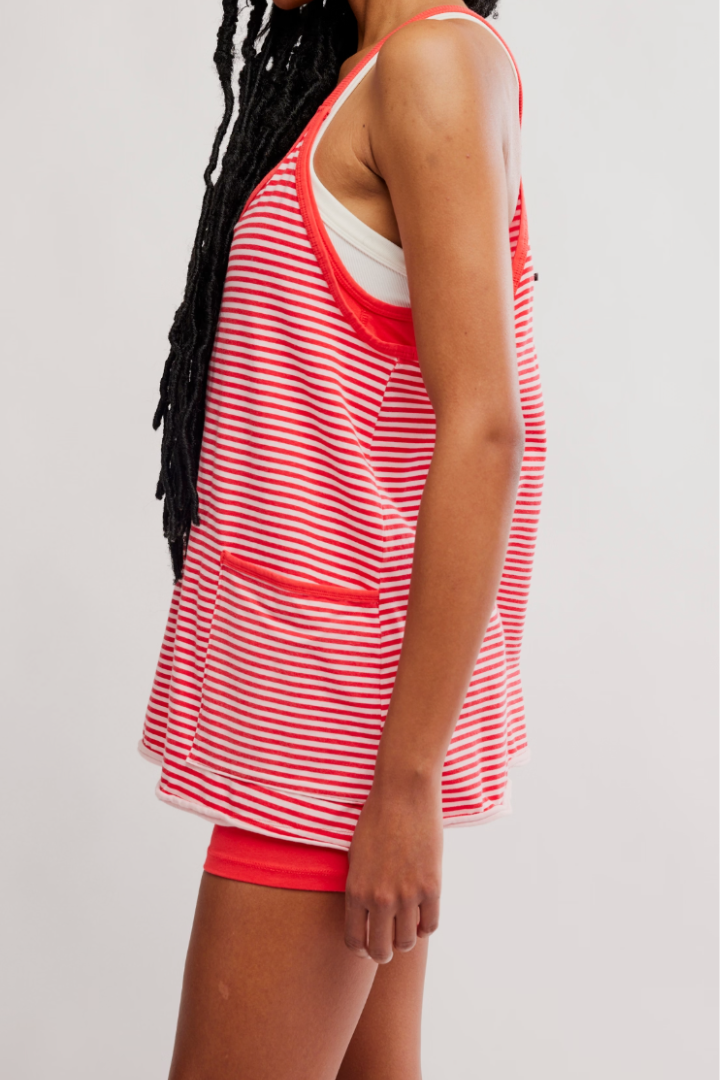 FP Movement: Hot Shot Mini Dress-Court Stripe Grapefruit-6- Dress/Romp/Jump-Free People Movement-Usher & Co - Women's Boutique Located in Atoka, OK and Durant, OK