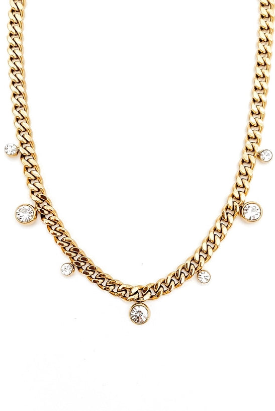 Chloe Crystal Cuban Chain Necklace-7- Jewelry-Beljoy-Usher & Co - Women's Boutique Located in Atoka, OK and Durant, OK