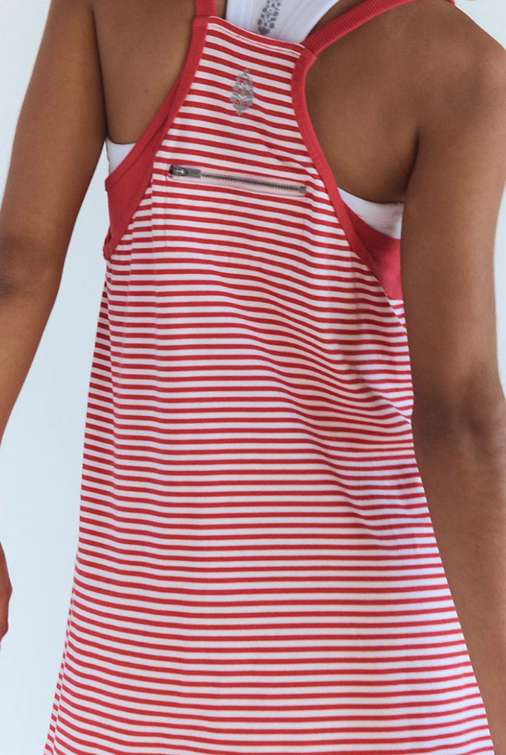 FP Movement: Hot Shot Mini Dress-Court Stripe Grapefruit-6- Dress/Romp/Jump-Free People Movement-Usher & Co - Women's Boutique Located in Atoka, OK and Durant, OK