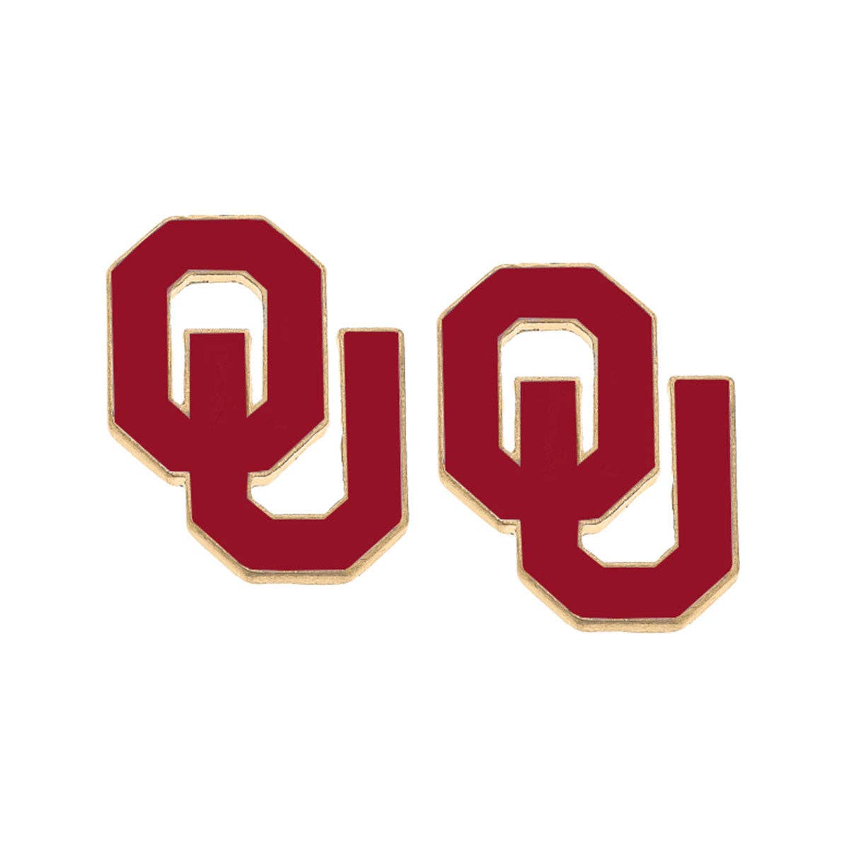 Oklahoma Sooners Enamel Stud Earrings-7- Jewelry-Canvas Style-Usher & Co - Women's Boutique Located in Atoka, OK and Durant, OK