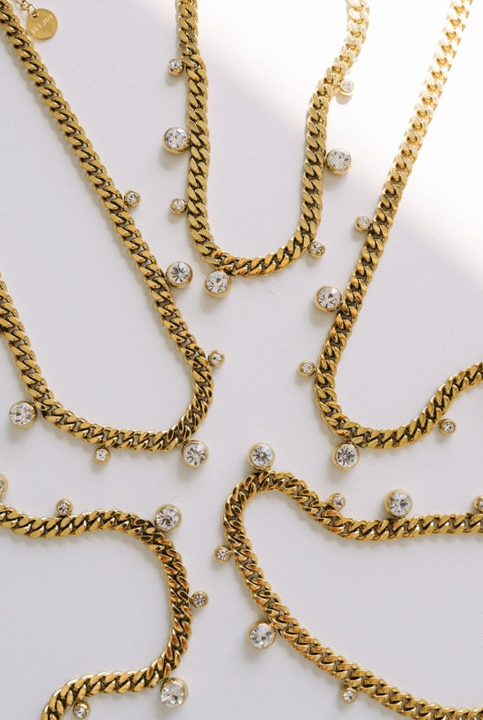 Chloe Crystal Cuban Chain Necklace-7- Jewelry-Beljoy-Usher & Co - Women's Boutique Located in Atoka, OK and Durant, OK