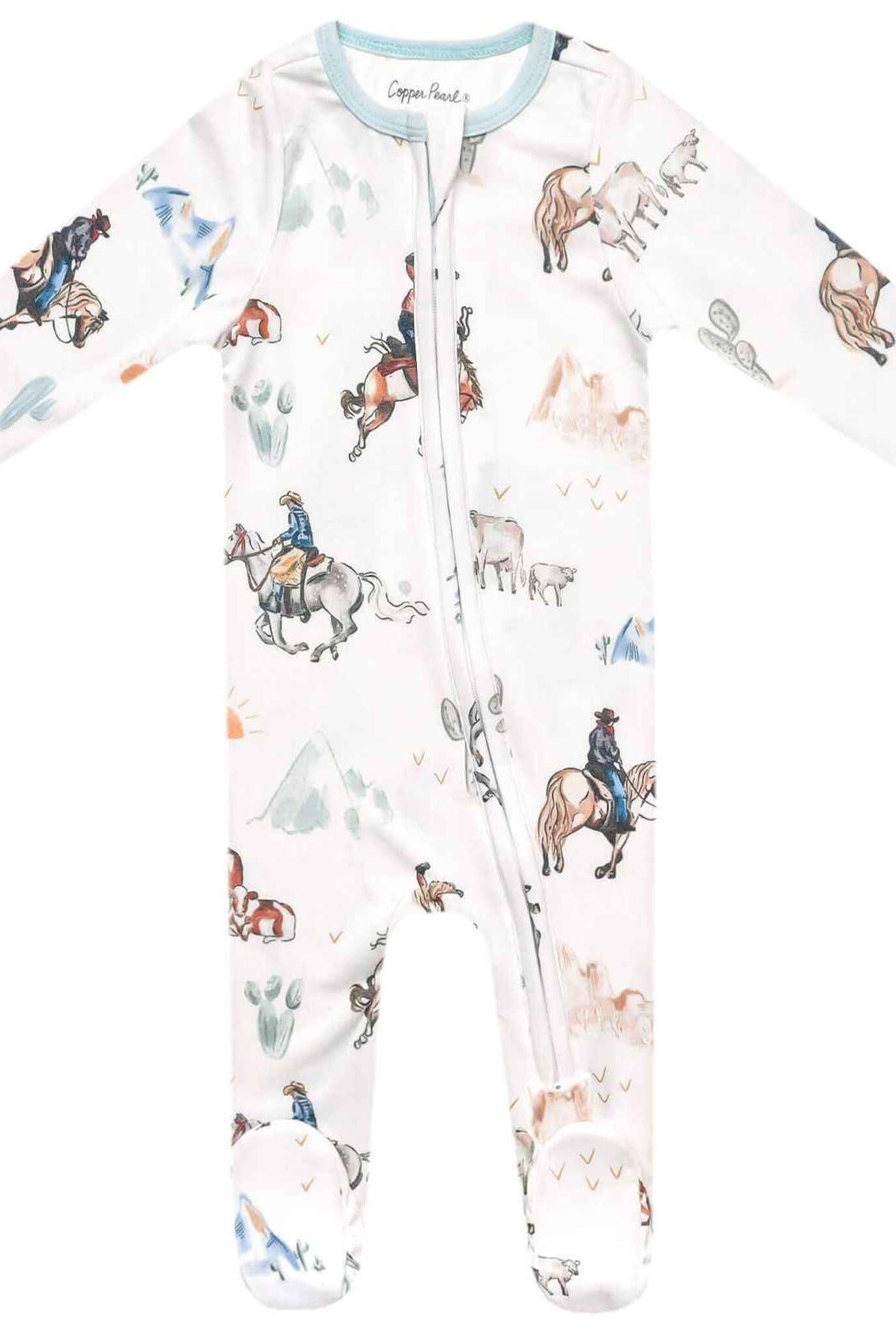 Copper Pearl: Zip-Up Footie Pajama - Boone-12- Baby/Kids/Men-Copper Pearl-Usher & Co - Women's Boutique Located in Atoka, OK and Durant, OK