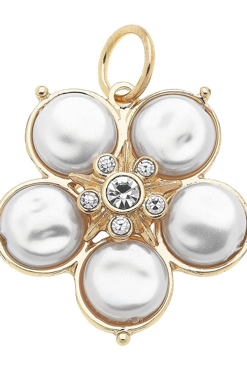 Coin Pearl Flower Charm in Ivory-7- Jewelry-Canvas Style-Usher & Co - Women's Boutique Located in Atoka, OK and Durant, OK