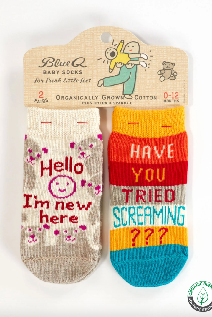Funny Baby Socks-12- Baby/Kids/Men-Blue Q-Usher & Co - Women's Boutique Located in Atoka, OK and Durant, OK