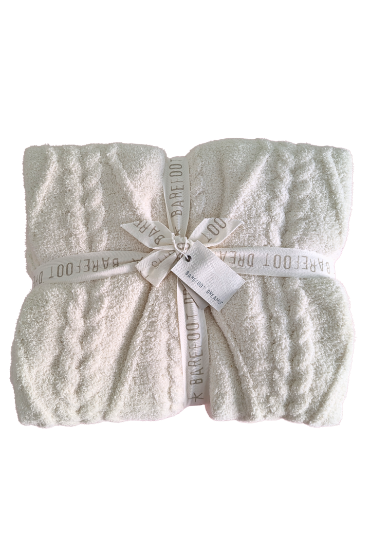 Barefoot Dreams: Cozy Chic Fisherman Cable Throw-Cream-11- Gift/Home-Barefoot Dreams-Usher & Co - Women's Boutique Located in Atoka, OK and Durant, OK