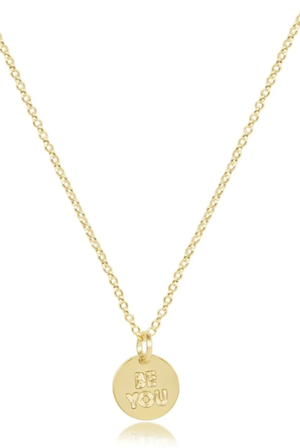 enewton: 16" Necklace Gold- be you. Small Gold Word Disc-7- Jewelry-ENEWTON-Usher & Co - Women's Boutique Located in Atoka, OK and Durant, OK