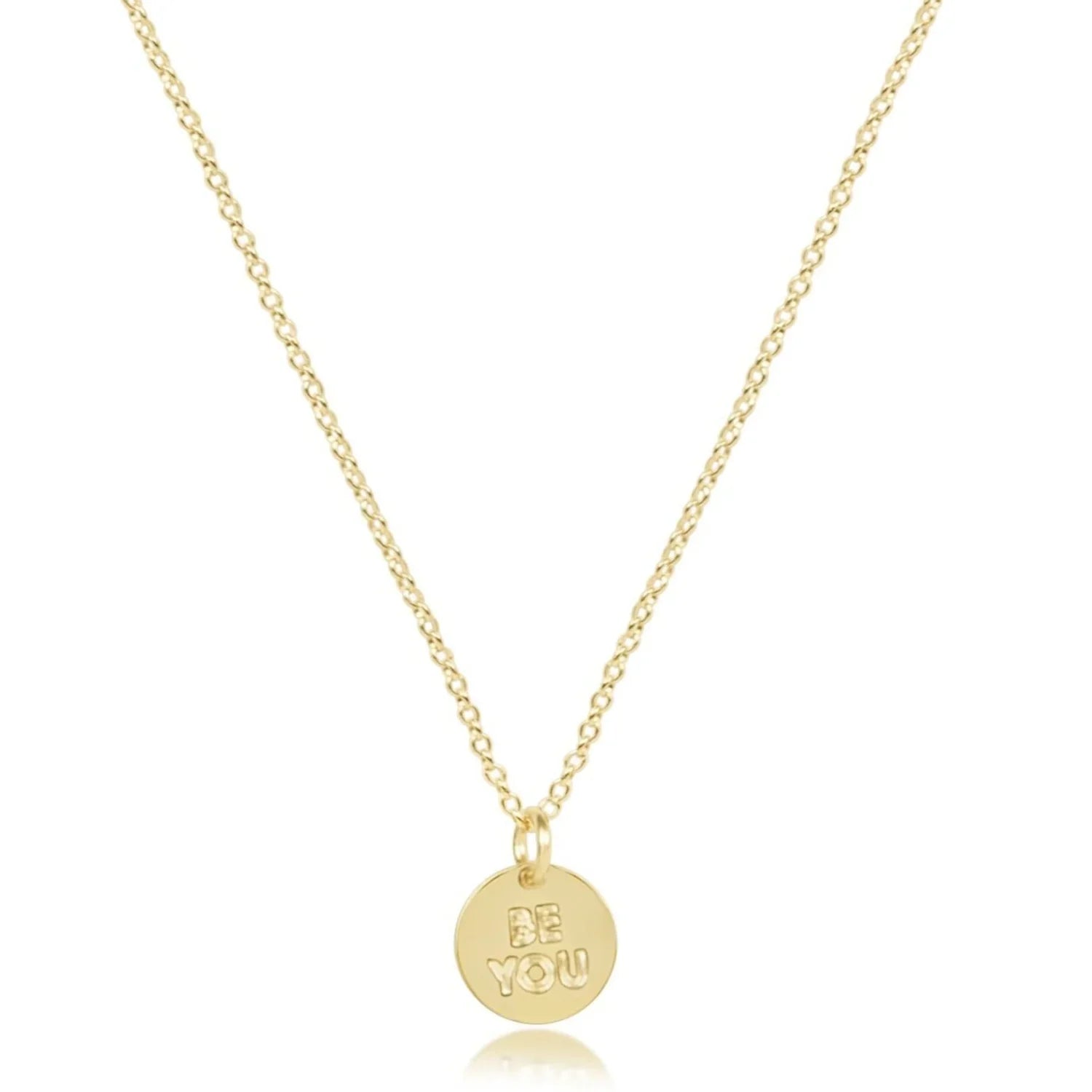 enewton: 16" Necklace Gold- be you. Small Gold Word Disc-7- Jewelry-ENEWTON-Usher & Co - Women's Boutique Located in Atoka, OK and Durant, OK
