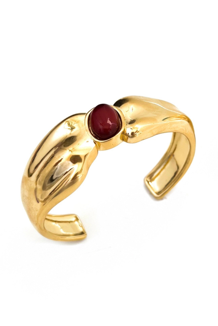 Beverly Gold Stone Cuff Bracelet-Rust-7- Jewelry-Beljoy-Usher & Co - Women's Boutique Located in Atoka, OK and Durant, OK