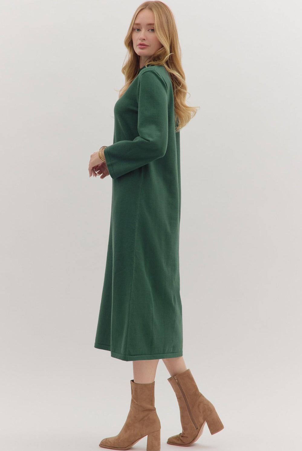 Brisk Days Dress-Pine-6- Dress/Romp/Jump-ENTRO-Usher & Co - Women's Boutique Located in Atoka, OK and Durant, OK