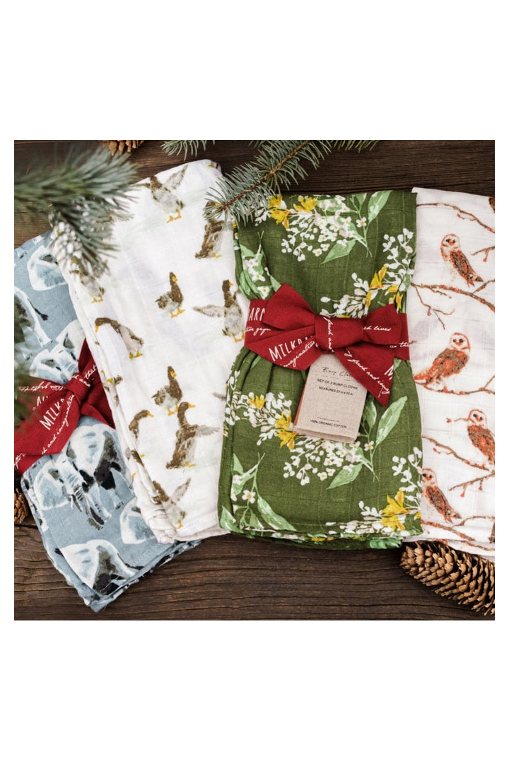 Milkbarn: Bamboo Burp Cloths - Green Floral-12- Baby/Kids/Men-Milkbarn-Usher & Co - Women's Boutique Located in Atoka, OK and Durant, OK