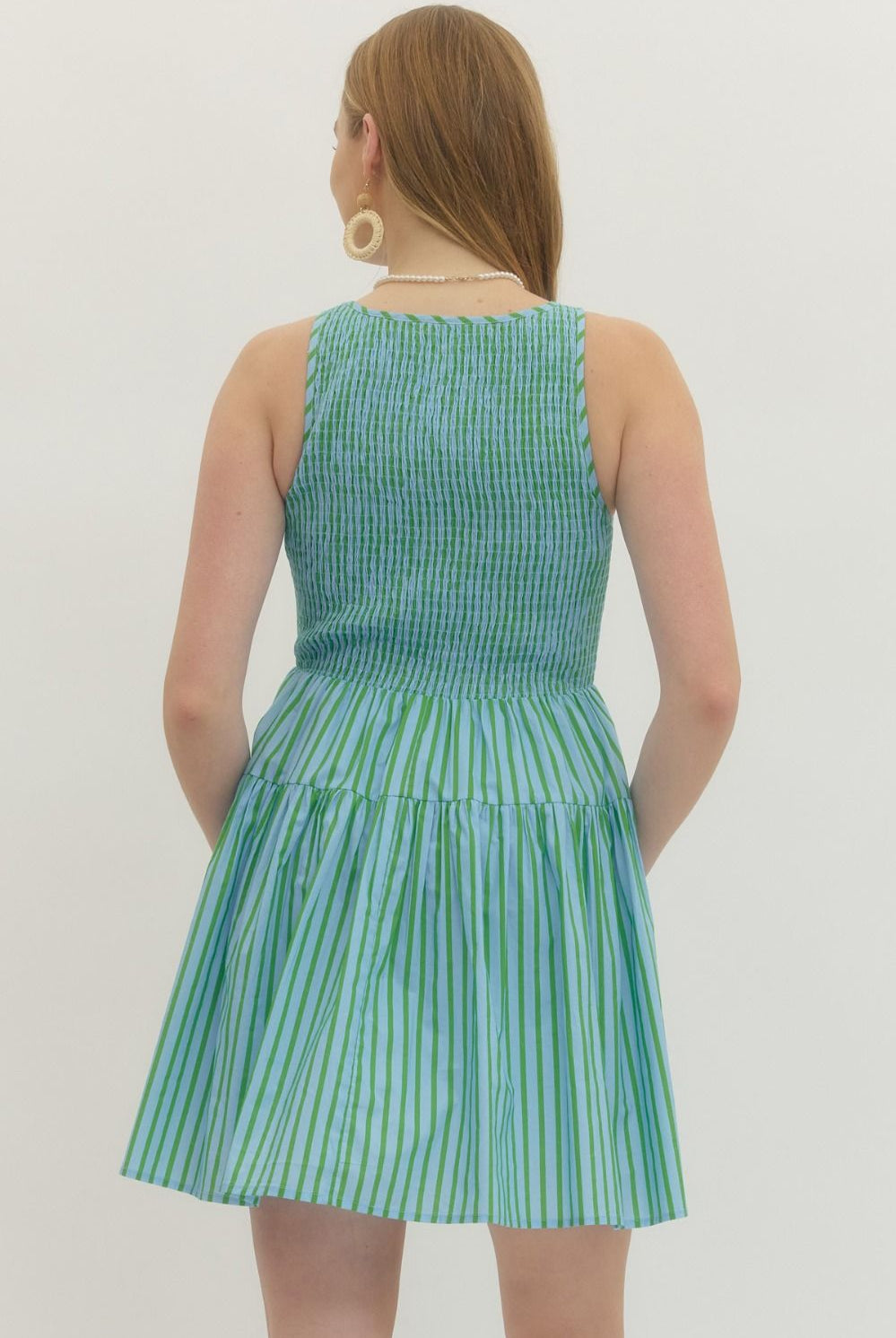 Coastal Stripe Mini Dress-6- Dress/Romp/Jump-ENTRO-Usher & Co - Women's Boutique Located in Atoka, OK and Durant, OK