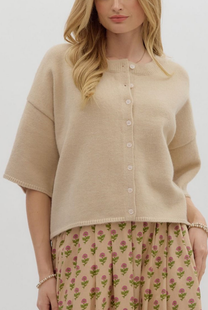 Cute As A Button Sweater-1- Tops-ENTRO-Usher & Co - Women's Boutique Located in Atoka, OK and Durant, OK