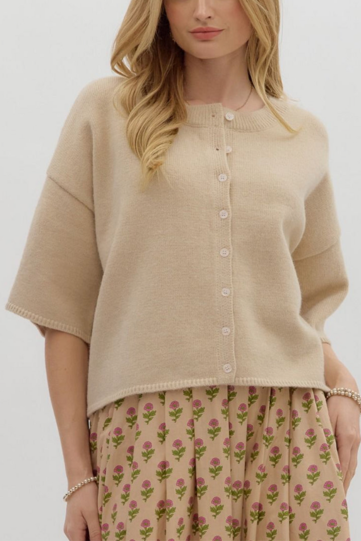 Cute As A Button Sweater-1- Tops-ENTRO-Usher & Co - Women's Boutique Located in Atoka, OK and Durant, OK