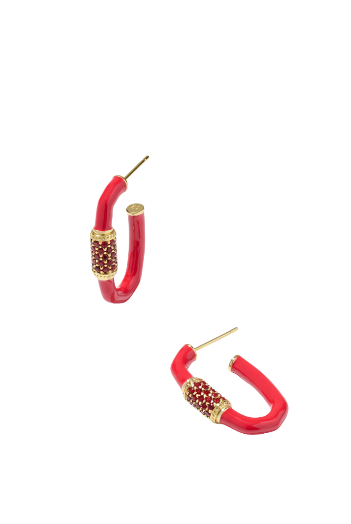 Kendra Scott: Emery Enamel Hoops-Gold Red-7- Jewelry-Kendra Scott-Usher & Co - Women's Boutique Located in Atoka, OK and Durant, OK