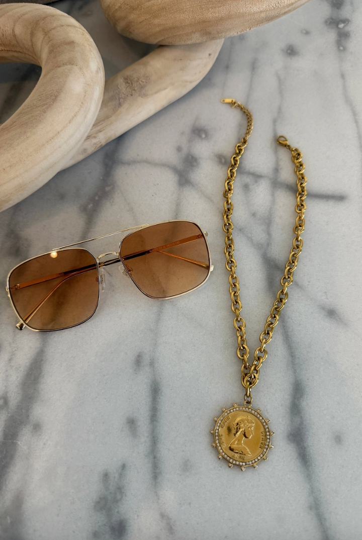 Gold Coin Necklace-7- Jewelry-ChanSutt Pearls-Usher & Co - Women's Boutique Located in Atoka, OK and Durant, OK