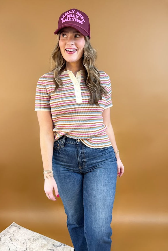 Groovy Stripe Sweater-1- Tops-Wishlist-Usher & Co - Women's Boutique Located in Atoka, OK and Durant, OK