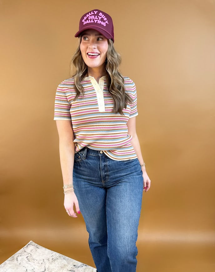 Groovy Stripe Sweater-1- Tops-Wishlist-Usher & Co - Women's Boutique Located in Atoka, OK and Durant, OK