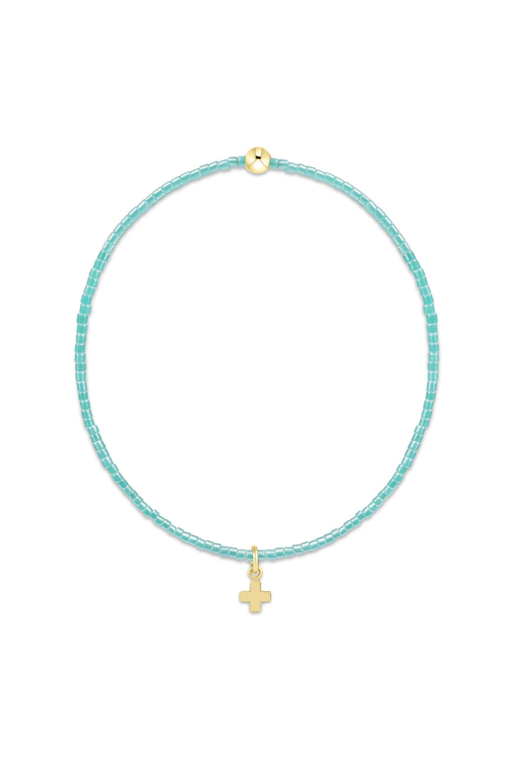 enewton: Hope Classic Sea Glass Bracelet-Signature Cross Small Gold Charm-7- Jewelry-ENEWTON-Usher & Co - Women's Boutique Located in Atoka, OK and Durant, OK