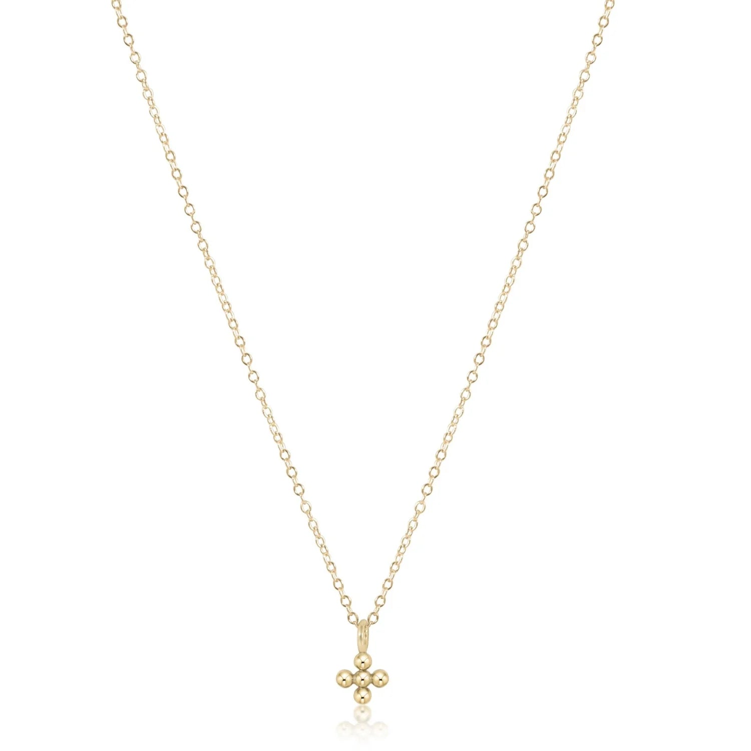 enewton: 16" Necklace Gold-Classic Beaded Signature Cross Small Gold Charm-7- Jewelry-ENEWTON-Usher & Co - Women's Boutique Located in Atoka, OK and Durant, OK