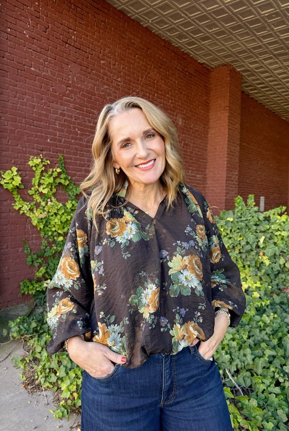 Seraphina Top- Chocolate-1- Tops-ENTRO-Usher & Co - Women's Boutique Located in Atoka, OK and Durant, OK