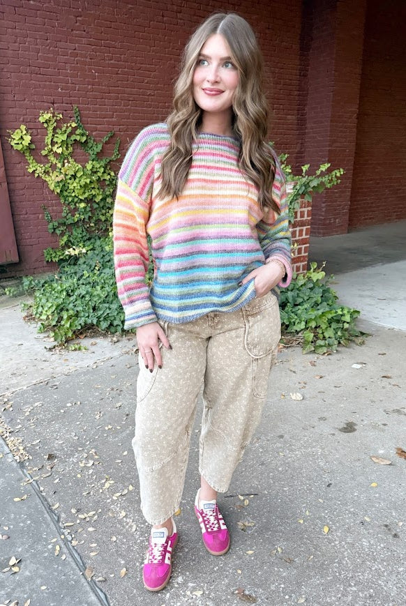 Riley Rainbow Sweater-Sky Purple-1- Tops-Wishlist-Usher & Co - Women's Boutique Located in Atoka, OK and Durant, OK
